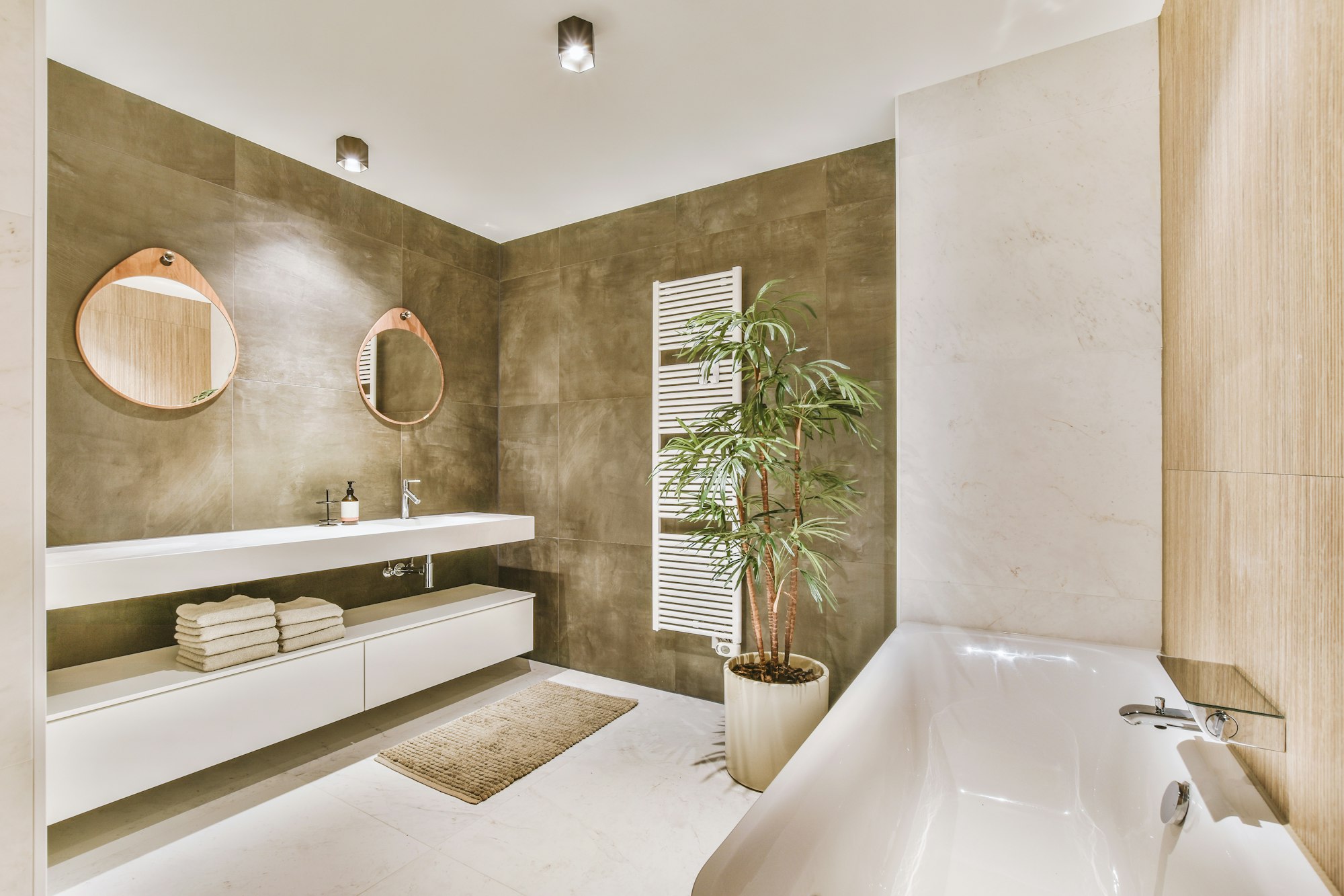 Interior of modern bathroom with sink