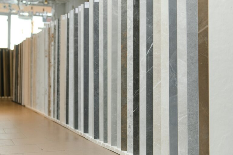 Porcelain stoneware tiles in a store