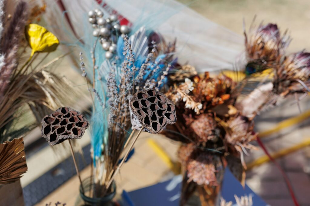 Rustic bouquet of dried flowers. Composition, decor.