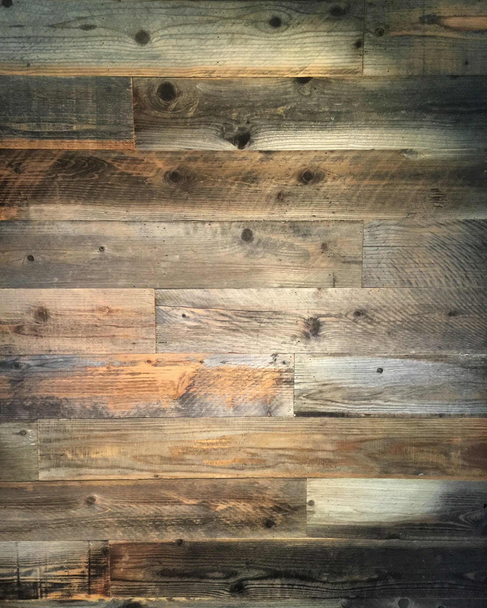 Rustic reclaimed wood wall