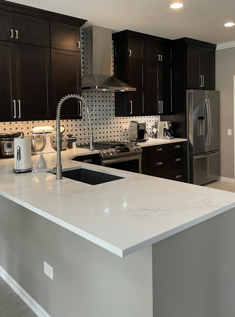 Modern kitchen countertop in updated home