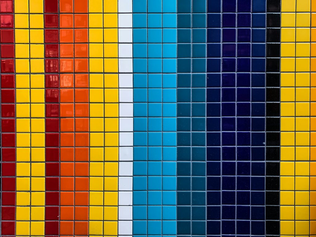 rows of colored tile wall